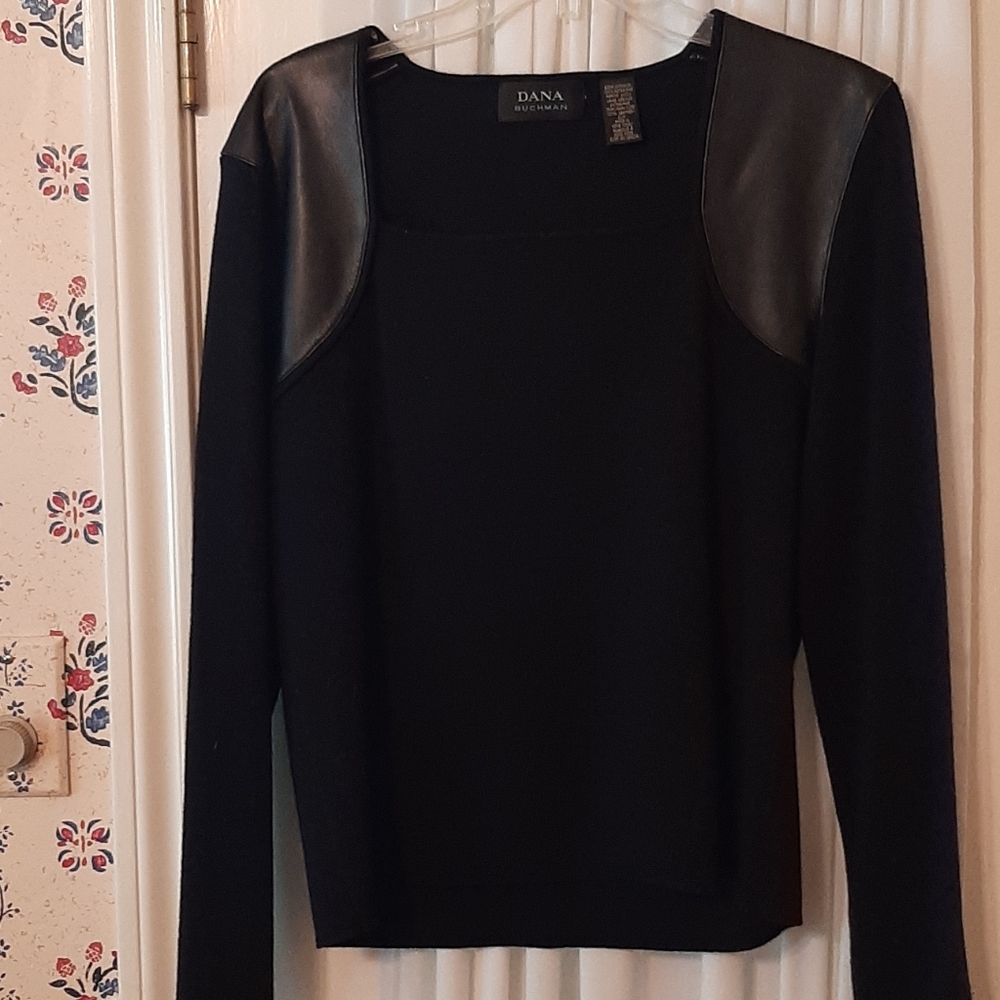 Dana Buchman Leather & Merino Sweater
